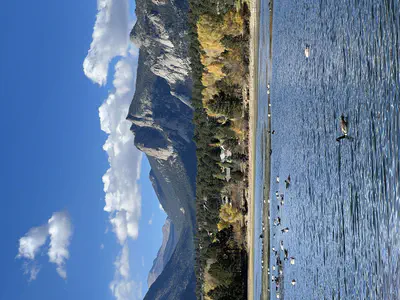 Lake Estes with the Rocky Mountain at the back